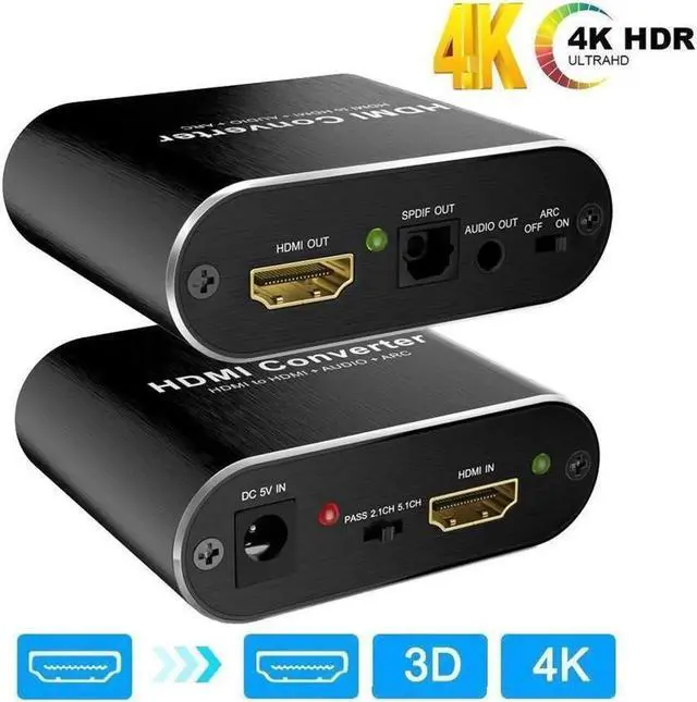 Main image of 4K@60Hz HDMI 2.0 Audio Extractor HDMI-ARC Converter SPDIF + 3.5MM Output 18Gbps, HDCP 2.2, 1080P@120Hz, 1080P@144Hz, Compatible with 5.1 ARC Dolby_Digital/DTS CEC HDR10,(OZV8)
