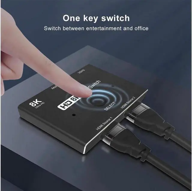 Alt view image 6 of 7 - Ultra HD 8K Switcher HDMI 2.1 Ultra HD High Speed 48Gbps Directional Switch Only 2in1out 8K@60Hz 4K@120Hz 2 sources to 1 display Splitter Converter Adapter for PS4/PS5 Xiaomi TV Box HDTV