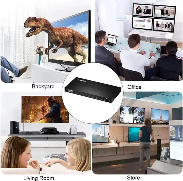 Alt view image 2 of 7 - Hdmi Splitter 1 in 8 Out V1.4b Powered Hdmi Video Splitter with AC Adaptor Duplicate/Mirror Screen Monitor Supports Ultra HD 1080P 4K and 3D Resolutions (1 Input to 8 Outputs)