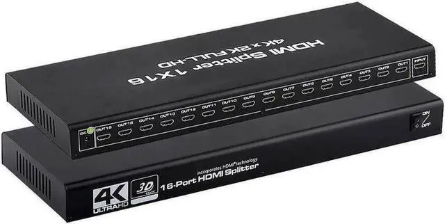Main image of HDMI Splitter 1 in 16 Out -4K Hdmi Splitter 1x16 Ports v1.4 Powered 4K/2K Full Ultra HD 1080p US Adapter 3D Support