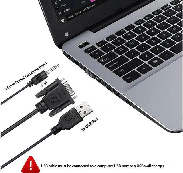 Alt view image 6 of 7 - VGA to HDMI Adapter for Connecting Traditional VGA Interface Laptop, PC to HDMI Monitor or Projector, 1080P VGA Male to HDMI Female Converter with 3.5mm Audio Lead and Power Supply Port