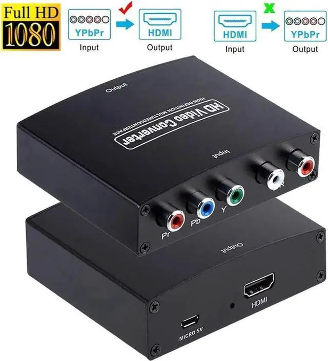 Main image of Component to HDMI Adapter YPbPr to HDMI Coverter + R/L NEWCARE Component 5RCA RGB to HDMI Converter Adapter Supports 1080P Video Audio Converter Adapter for DVD PSP to HDTV Monitor