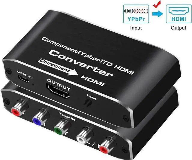 Main image of Component YPbPr to HDMI Converter Kit - RGB to HDMI Adapter with HDMI and Component Cable for 1080 HDTV (Black)