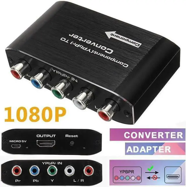 Main image of Component to HDMI Converter for PS2/ NGC/ Wii/ Xbox with Male Component, 1080P RGB YPbPr to HDMI Converter, Component in HDMI Out Adapter