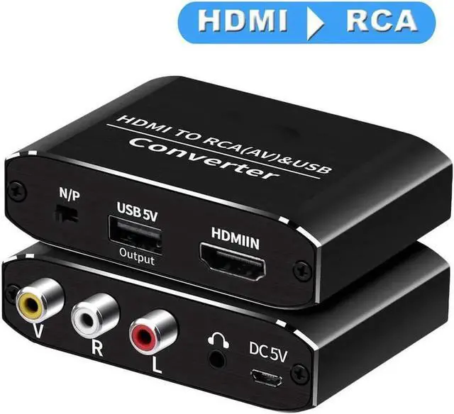 Main image of HDMI to 3 RCA Converter with 3.5mm Aux Audio Adapter HDMI Svideo Adapter, HDMI to Composite AV CVBS Converter, HDMI in RCA + 3.5mm Aux Audio Out Converter(Aluminum)