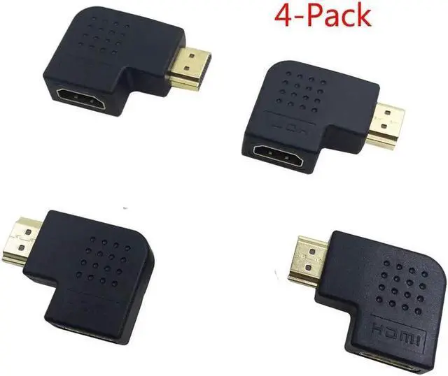 Main image of Flat Left & Right 270 & 90 Degree Angled Male to Female HDMI Adapter Coupler, Gold-Plated 3D Supported for 1080P HDTV PC HDMI Port Device