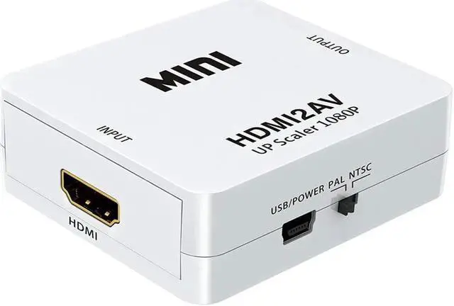 Alt view image 7 of 7 - HDMI to AV HDMI to RCA,HDMI to 1080P Mini RCA Composite Cvbs AV Video Audio Converter Adapter Supporting PAL/Ntsc with USBPower Cable for PC Laptop Xbox PS3/4 TV Stb VHS VCR Camera White