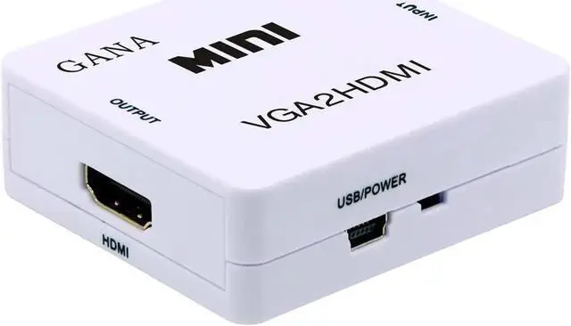 Alt view image 7 of 7 - VGA to HDMI, 1080P Full HD Mini VGA to HDMI Audio Video Converter Adapter Box with USB Cable and 3.5mm Audio Port Cable Support HDTV for PC Laptop Display Computer Mac Projector (White)