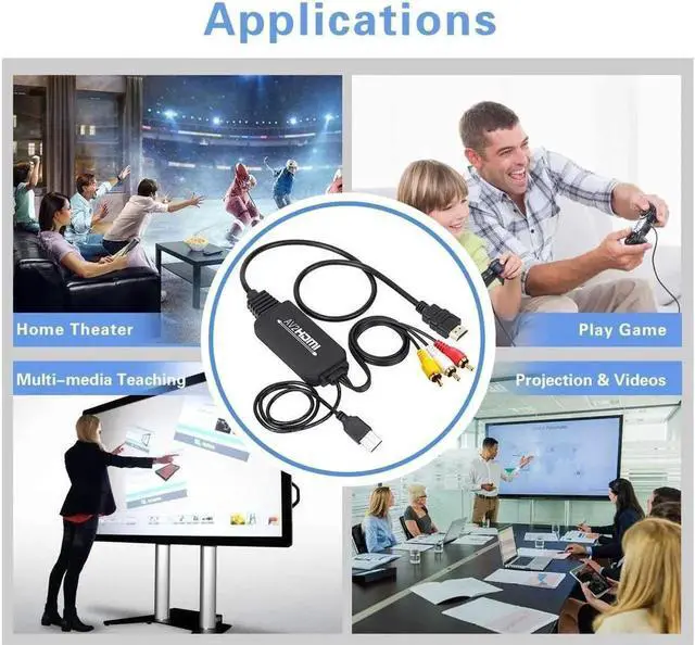 Alt view image 4 of 7 - RCA to HDMI Converter with HDMI Cable for DVD/STB/VHS with Female RCA Output(RCA Cable Integrated), CVBS AV Composite to HDMI Converter Supports Full HD 720P/1080P Output Switch