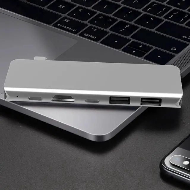 Alt view image 3 of 7 - USB C Hub, 5 in 1 Type-C Hub with 4K HDMI, Power Delivery, 2 USB 3.0 Ports, USB C Thunderbolt 3 Compatible for 2016 / 2017 / 2018 MacBook Pro, 2018 MacBook Air, ChromeBook, XPS and More