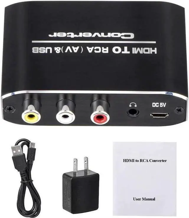 Alt view image 2 of 6 - HDMI to AV CVBS Converter 1080P Mini HDMI to RCA Composite Video Audio Converter Adapter Box with 3.5mm Aux Audio Support PAL/NTSC for HDTV PS4