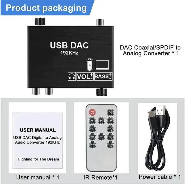 Alt view image 7 of 7 - Digital to Analog Converter DAC Supports Volume Control,Optical to RCA Converter, Digital Coaxial SPDIF Toslink USB to Analog Stereo LR RCA 3.5mm Jack Audio Adapter for PS3 HD DVD PS4