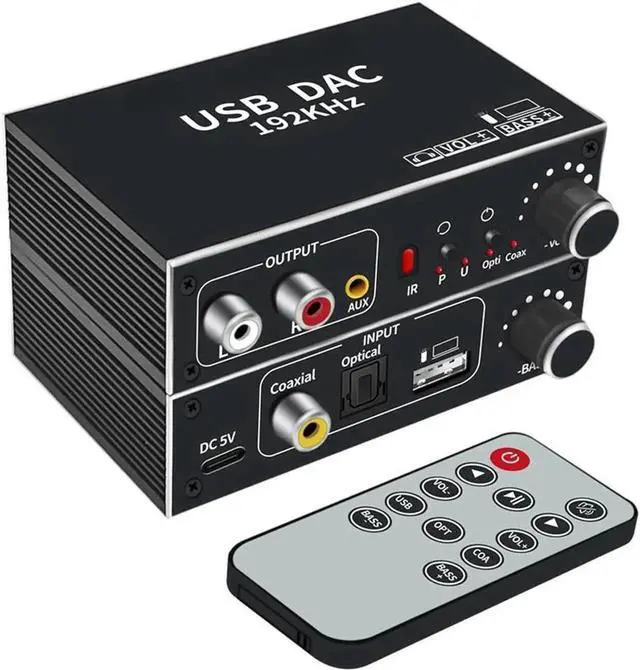 Alt view image 3 of 7 - Digital to Analog Converter DAC Supports Volume Control,Optical to RCA Converter, Digital Coaxial SPDIF Toslink USB to Analog Stereo LR RCA 3.5mm Jack Audio Adapter for PS3 HD DVD PS4