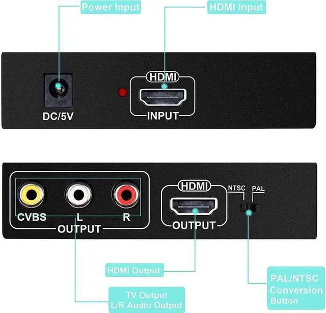 Alt view image 3 of 6 - 4K HDMI To RCA and Hdmi Converter, HDMI to HDMI+3RCA CVBS AV Composite Video Audio Adapter/Splitter, with Power Adapter Support 1080P, PAL, NTSC, for HD TV, Older TV,Camera, Monitor, etc