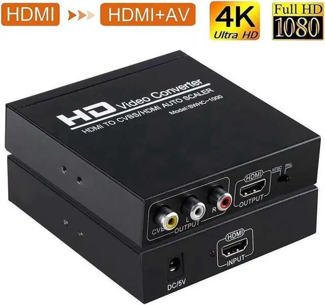 Main image of HDMI to AV Audio Extractor 4K, HDMI to HDMI Audio Optical Stereo 3RCA, HDMI Audio Converter with Power Adapter with AV RCA CVBS and L/R output for Xbox 360, PS3, HD players, HD cameras