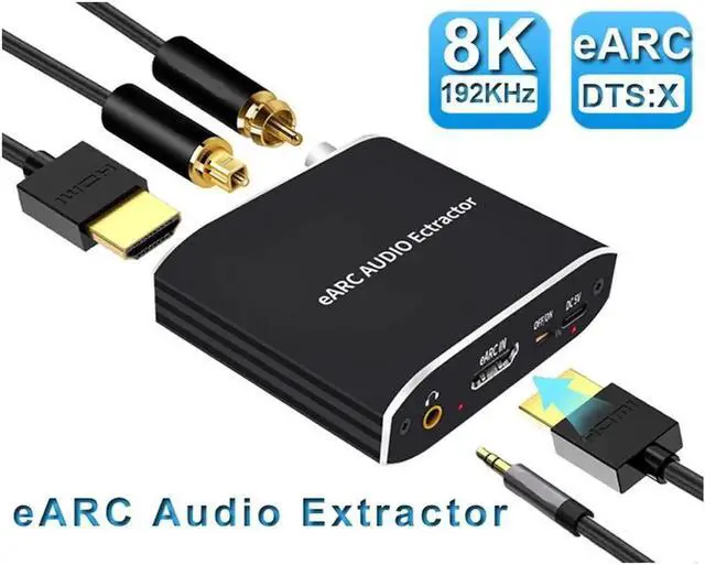 Main image of HDMI (eARC & ARC) to HDMI, Optical Toslink SPDIF, Coaxial L/R Analog Audio Converter With 3.5mm Jack Support Headphone/Speaker Outputs - HDMI ARC to Analog Audio Converter