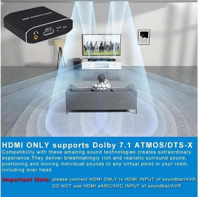 Alt view image 2 of 7 - HDMI (eARC & ARC) to HDMI, Optical Toslink SPDIF, Coaxial L/R Analog Audio Converter With 3.5mm Jack Support Headphone/Speaker Outputs - HDMI ARC to Analog Audio Converter