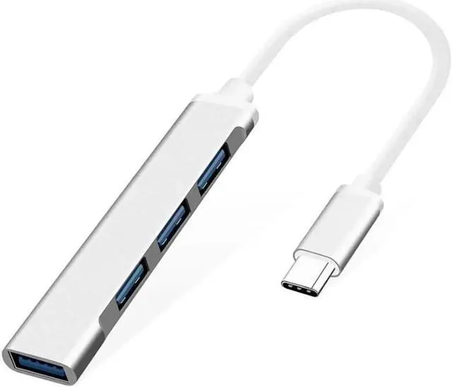 Main image of 4-Port USB 3.0 Hub, Jansicotek Ultra-Slim Type-C to 4-port USB3.0 Hub Compatible for MacBook, Mac Pro, Mac Mini, iMac, Surface Pro, XPS, PC, Flash Drive, Mobile HDD-Silver