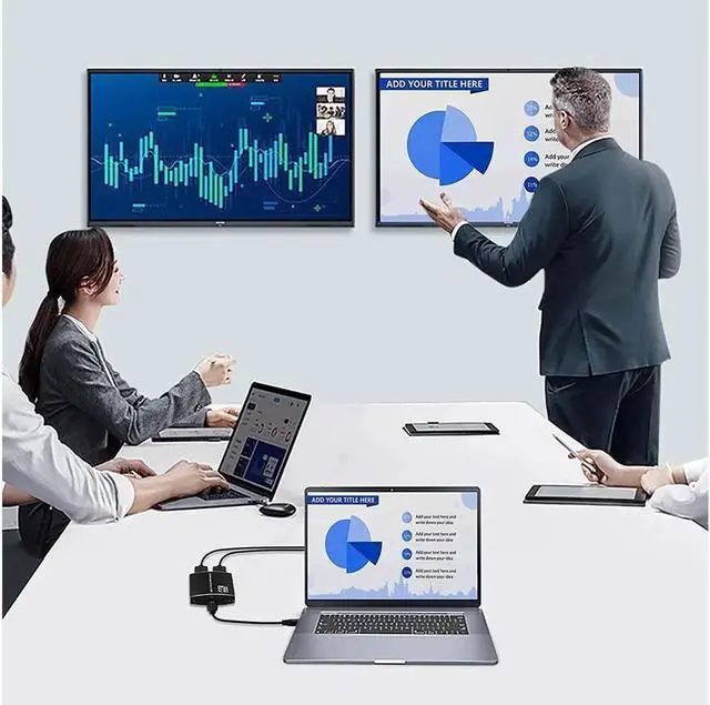 Alt view image 4 of 6 - USB C to Dual HDMI Adapter with Power Delivery and 3.5mm Audio Jack, 4K@60Hz Two Monitor Displays, Supports Windows Chrome Mac, Compatible with Type C and Thunderbolt 3 Port