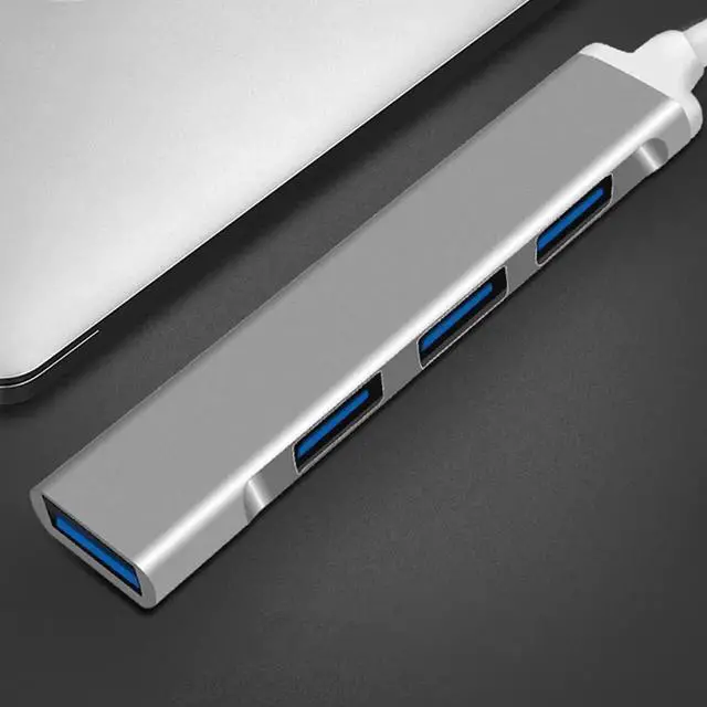 Alt view image 3 of 7 - 4-Port USB 3.0 Hub, Ultra-Slim USB3.0 to 4-port USB3.0 Hub Compatible for MacBook, Mac Pro, Mac Mini, iMac, Surface Pro, XPS, PC, Flash Drive, Mobile HDD-Gray