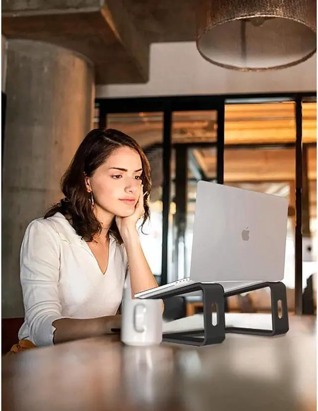 Alt view image 2 of 6 - Laptop Stand for Desk,Adjustable Laptop Stand ,Ergonomic Computer Stand Laptop Riser, Sit to Stand Laptop Holder Compatible with All Laptops 10-15.6" MacBook Pro, iPad Air(Black)