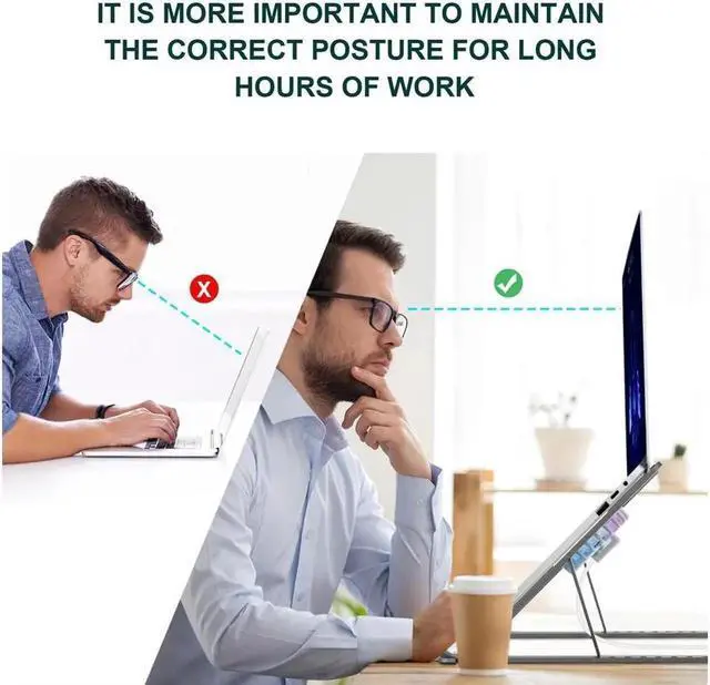 Alt view image 3 of 7 - Laptop Tablet Stand with 2 High-speed Cooling Fan, Computer Laptop Tablet Stand, Adjustable Foldable Ergonomic Portable Desktop Holder Compatible with MacBook,iPad, 10-13.5" Laptop Tablets