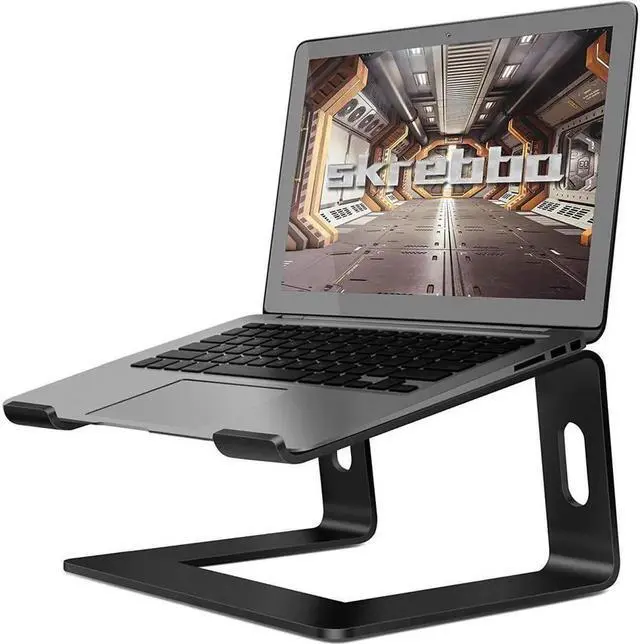Main image of Laptop Stand, Adjustable Height Laptop Stand for Desk, Ergonomic Portable Computer Stand Riser for MacBook Pro/Air 10-16" (Black)