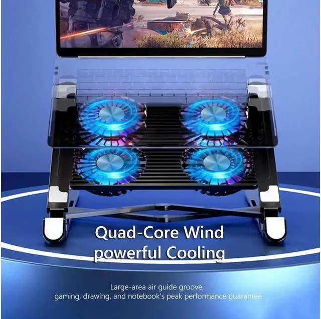 Alt view image 5 of 7 - Laptop Tablet Stand with 4 High-speed Cooling Fan Computer Laptop Tablet Stand Adjustable Foldable Ergonomic Portable Desktop Holder Compatible with MacBook,iPad 10-13.5" Laptop Tablets