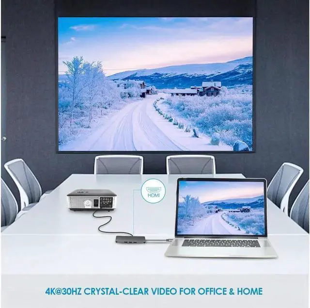 Alt view image 7 of 7 - USB C Hub 9 in 1 Multi-Port USB C Docking Station Laptop Adapter with Charging Power, Audio, 4K HDMI, VGA,Gigabit Ethernet,Micro/SD Card Reader for Chromebook, MacBook Pro 2019, 2018