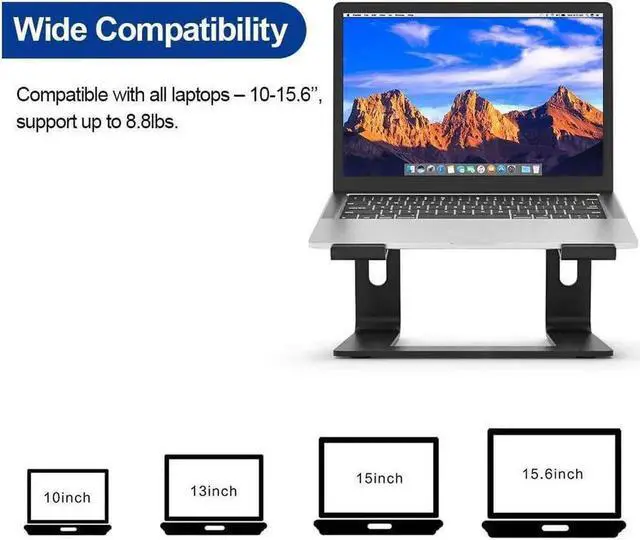 Alt view image 5 of 6 - Laptop Stand, Laptop Holder Riser Computer Tablet Stand, Adjustable Aluminum Ergonomic Detachable Portable Desktop Holder Compatible with MacBook,iPad, 10-15.6 (Black)