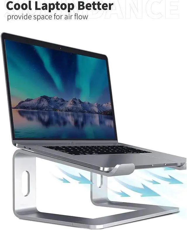 Alt view image 2 of 7 - Laptop Stand, Aluminum Ergonomic Laptops Elevator for Desk, Sturdy & Protective Computer Riser, Cooling Better Metal Holder Compatible with 10 to 15.6 inches Notebook Computer, Silver