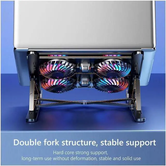 Alt view image 3 of 6 - Laptop Tablet Stand with 4 High-speed Fan,Notebook Stand Riser Foldable Adjustable Computer Stand, Compatible with All Laptop Notebook Tablets 11-17.3" MacBook Pro, iPad Air