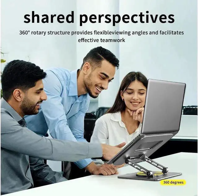 Alt view image 6 of 6 - Laptop Cooling Stand, 360 Degree Swivel Adjustable Ergonomic Portable Aluminum Laptop Holder, Foldable Computer Stand Anti-Slip Laptop Riser Compatible with 9-17.3 inch Laptops (Silver)