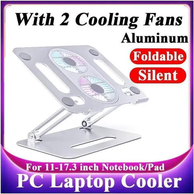 Main image of Ergonomic Foldable Laptop Tablet Cooling Stand Aluminum Protable Ultrabook notebook computer riser desktop holder with 2 High-speed Fan,For All Laptop Tablets 11-17.3" MacBook Pro Air