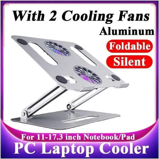 Main image of Laptop Tablet Stand Adjustable with 2 High-speed Fan Aluminum Notebook Holder Foldable Detachable Laptop Tablet Riser for Desk Compatible with 11-17.3"MacBook Air Pro,XPS,More Notebooks