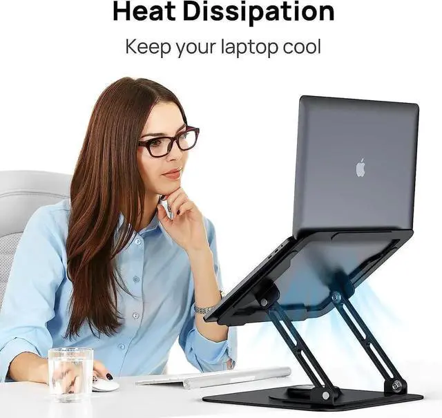 Alt view image 2 of 7 - Ultra-Stable Swivel Laptop Stand for Desk, 300% Larger Base Stability,Military-Grade Aluminum, Anti-Loosening Structure, CNC Technology of Height Adjustable Laptop Stand, Suitable for 10"-16"