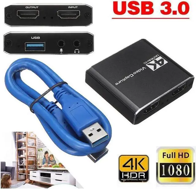 Main image of 4K HDMI Video Capture Card 1080p 60fps Board Game Capture Card USB 3.0 Recorder Box Device for Live Streaming Video Recording Loop Out