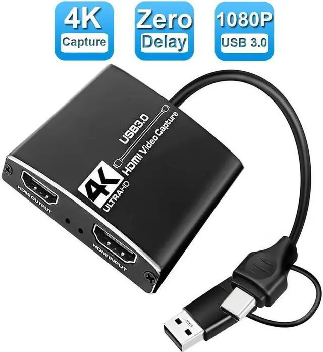 Main image of K Capture Card Audio Video Capture Card with Microphone 4K30HDMI Loop-Out 1080p60fps Video Recorder for Gaming/Live Streaming/Video Conference Game Recording Live Streaming Broadcasting