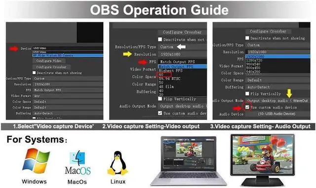 Alt view image 4 of 6 - 4K Audio Video Capture Card,HD Video Capture,HDMI USB 3.0 Video Grabber Device, 4K 1080P 60FPS for Game Recording, Live Streaming Broadcasting with Mic & HDMI Loop-Out