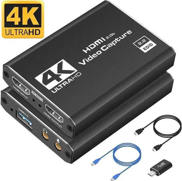 Main image of 4K Audio Video Capture Card,HD Video Capture,HDMI USB 3.0 Video Grabber Device, 4K 1080P 60FPS for Game Recording, Live Streaming Broadcasting with Mic & HDMI Loop-Out