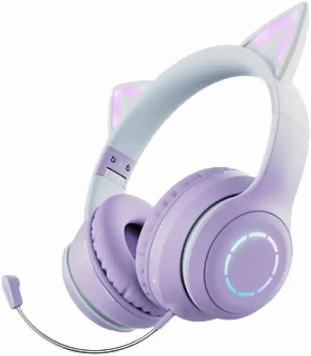 Main image of Gemdeck Wired Headphones Cat Ear Gradient Headset Bluetooth Foldable Headphones Gift Blue Purple