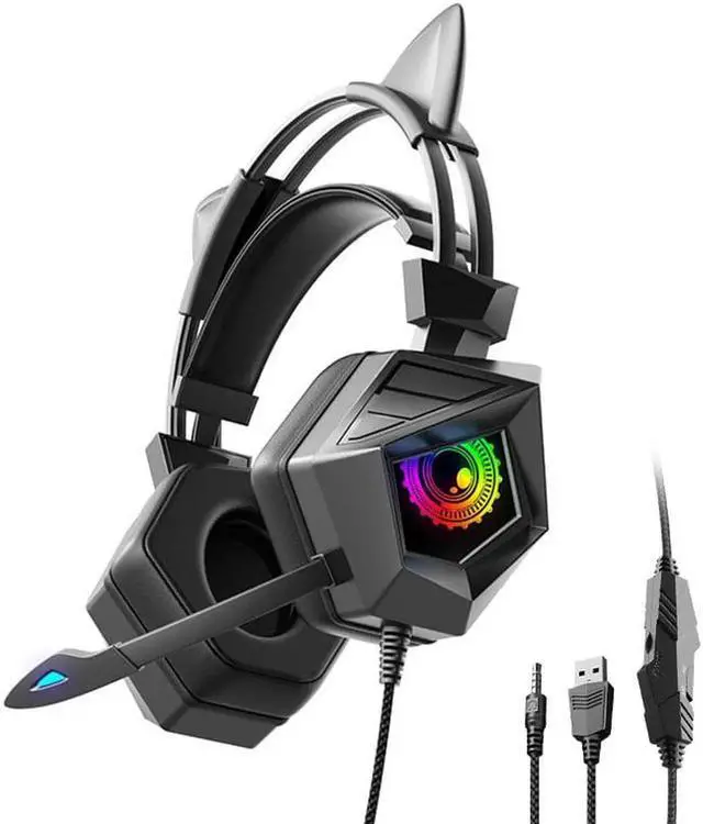 Main image of Aomoproing Gemdeck Wired Headphones Cat Ear Cool Bluetooth Foldable Headphones Gift Colorful