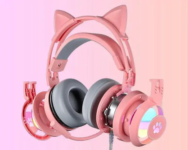 Alt view image 3 of 5 - Gemdeck Wired Headphones Cute Cat Ear Bluetooth Foldable Headphones Gift Purple