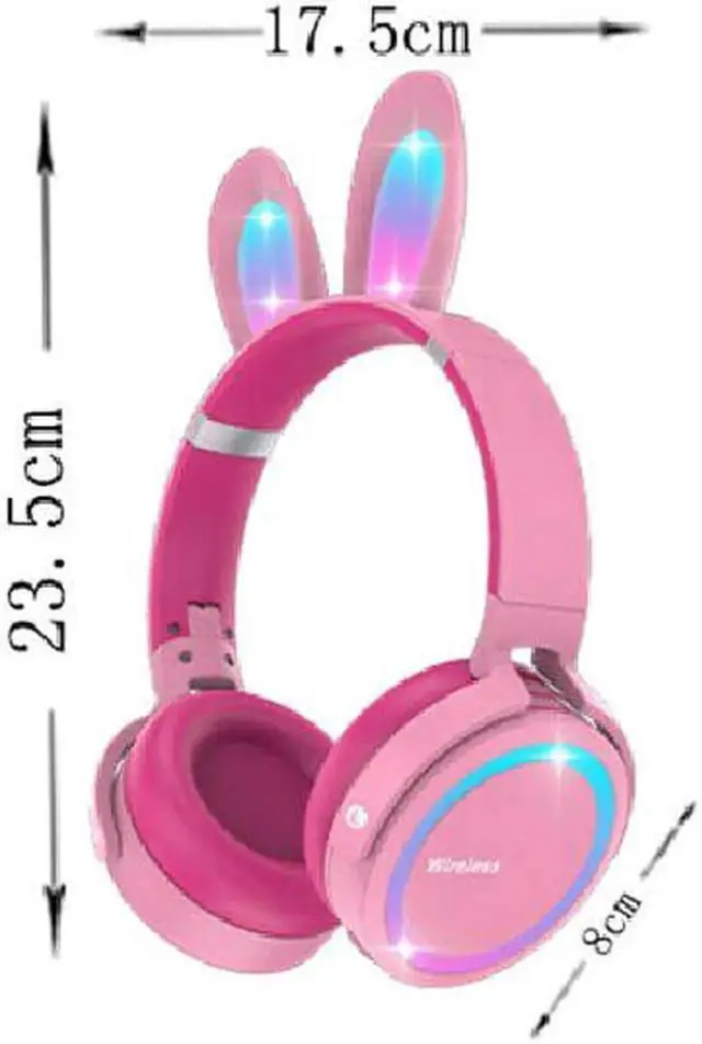 Alt view image 7 of 7 - Gemdeck Kids Headphones Cat Ear LED Light Up Foldable Bluetooth Headphone Purple