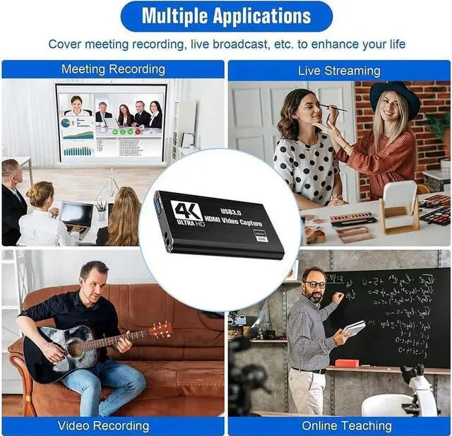 Alt view image 5 of 7 - 4K USB3.0 HDMI capture card Video game live broadcast USB3.0 capture card HDMI capture with Micr & HDMI Loop-Out, Support EDIC HDCP 2.2 Work with PS4/PC/OBS/DSLR/Camera