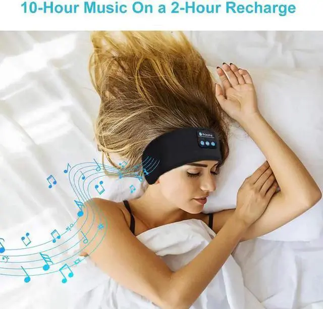 Alt view image 2 of 7 - Gemdeck Bluetooth Sleeping Headphones Sports Headband Thin Soft Elastic Comfortable Wireless Music Earphones Eye Mask for Side Sleeper