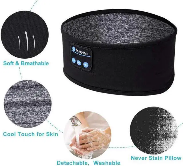 Alt view image 6 of 7 - Gemdeck Bluetooth Sleeping Headphones Sports Headband Thin Soft Elastic Comfortable Wireless Music Earphones Eye Mask for Side Sleeper