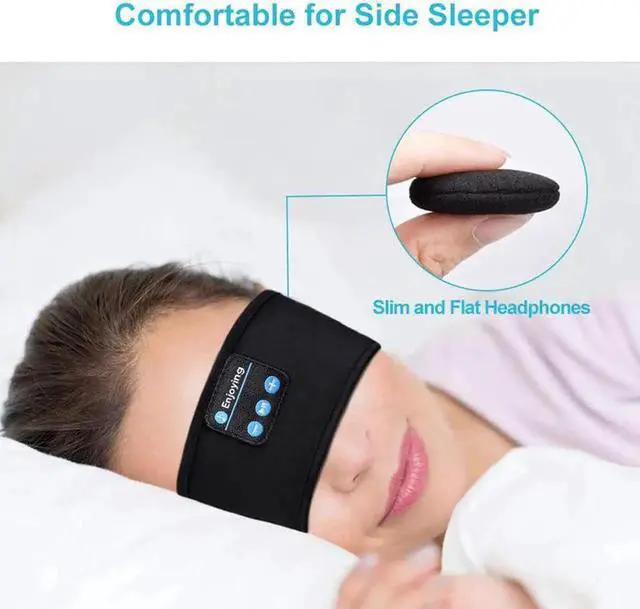 Alt view image 7 of 7 - Gemdeck Bluetooth Sleeping Headphones Sports Headband Thin Soft Elastic Comfortable Wireless Music Earphones Eye Mask for Side Sleeper