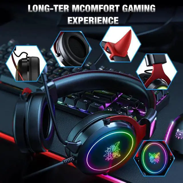 Alt view image 4 of 6 - Gemdeck Headphones Anime Devil Cat Ears Cartoon Headphones