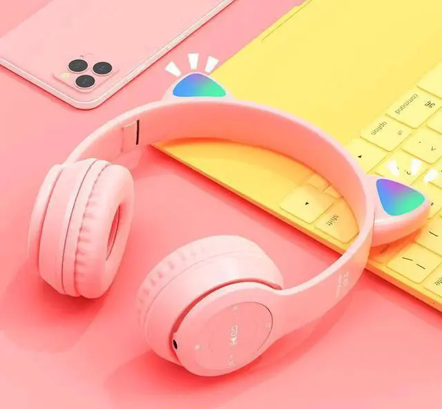 Alt view image 2 of 7 - Gemdeck RGB Cat Ear Headphones Wireless Foldable Gaming Headphones Built-in Microphone Black